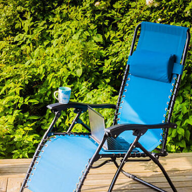Working at home in the summertime.